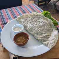 Savory crepe at Samsara's Garden in San Marcos La Laguna