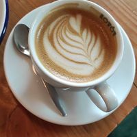 Decorated decaf cappuccino at Lisa's Deli in Zwolle