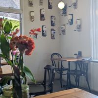 Atmosphere. Cute little corner with old coffee grinders, nice touch. at Lisa's Deli in Zwolle