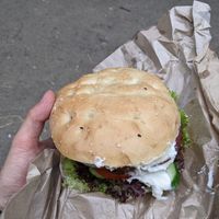 Enormous burger at Deli in Leipzig