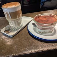 Tiramisu and Dirty Chai Latte at Deli in Leipzig