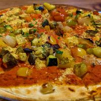 Vegan summer pizza at The Forest Kitchen & Bar  in Kielder