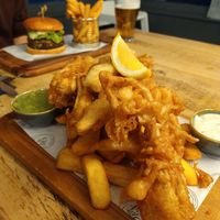 Banana blossom. Vegan burger in the background. at The Forest Kitchen & Bar  in Kielder