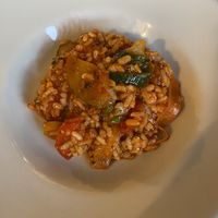 Vegetable risotto (ask for it vegan). This is a portion I served myself from the pan of risotto I was served, see other pic. at Oštarija Peglez'n in Bled