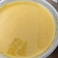 Delicious creamy coconut curry soup at The Garden Kitchen in Houston