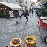hokkaido pumpkin soup and lentil soup  at Soup Culture in Bratislava