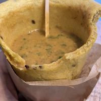 Eating the cup  at Soup Culture in Bratislava