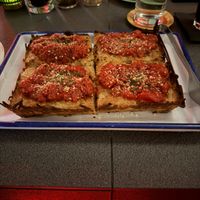 Vegan Detroit pizza   at Marble & Rye in Buffalo