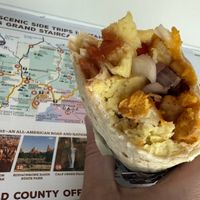 breakfast burrito (-bacon, + vegan cheese + vegan egg)  at Sevier Coffee Co in Hatch
