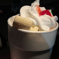 Large vegan banana split. I am not thrilled about the Styrofoam. Other than that    at Dairy Whip in Redford