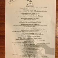 Menu, summer 2023  at Yorkshire Bridge Inn in Hope Valley