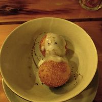 Sesame balls with coconut sauce (?) at Lôc Vegan in Mainz