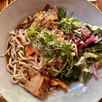 Fried Udon Noodles with vegetables and tofu  at Lôc Vegan in Mainz