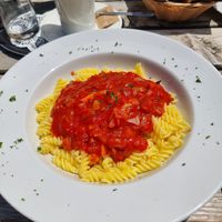 Vegan pasta with tomato sauce at Eko hiša Na razpotju in Logarska Dolina