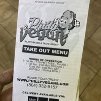 Menu   at Philly Vegan in Richmond