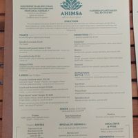 The small, but caring menu at Ahimsa in Mallorca