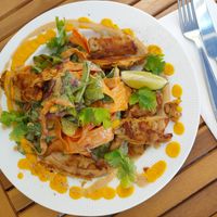 The heura salad was delicious! at Ahimsa in Mallorca