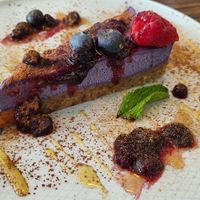 Blueberry cheesecake to die for at Ahimsa in Mallorca