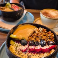 Açai & Dragon Fruit Bowl with peanut Butter at Ahimsa in Mallorca