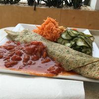 Spinach filled crepe at BioWay - Waly Jagiellonskie in Gdansk