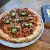 El Diablo with beyond meat at Chez Zac Pizzeria in Montreal