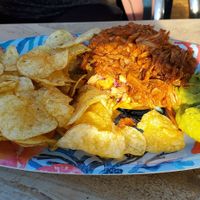 Jackfruit pulled pork sandwich at Coconut Joes in Tobermory