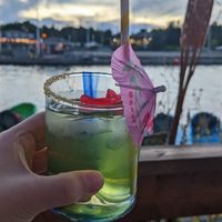 Mermaid water (amazing drink!) at Coconut Joes in Tobermory