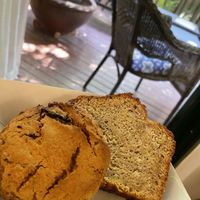 Banana bread and cookie - sorry, I can’t remember exactly what the flavours were, but they tasted much better than they look in my photo! 😅  at Origin Espresso in Port Douglas