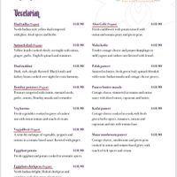 Vegetarian main menu with vegan options marked at Indian Experience in Morisset