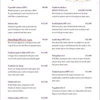 Entree menu at Indian Experience in Morisset