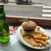 Vegan cheese burger and fries  at Breaghetti Itaewon in Seoul