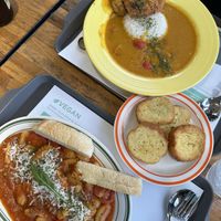 The gnocchi and the curry with rice and tonkatsu  at Breaghetti Itaewon in Seoul