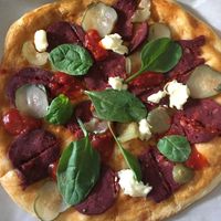 Pepperoni pizza at Veggie Bar in Minsk