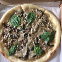 Mushroom pizza at Veggie Bar in Minsk