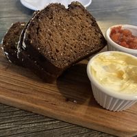 wheaten bread, with vegan butter and salsa  at Castle Bistro in Londonderry