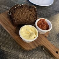 Wheaten bread with vegan butter and salsa  at Castle Bistro in Londonderry