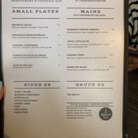 Vegan menu - Sept 2023    at Castle Bistro in Londonderry