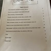 Vegan brunch menu  at Castle Bistro in Londonderry