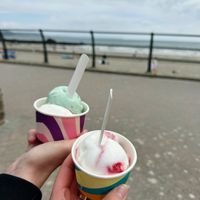 Raspberry ripple and mint chocolate chip   at Truly Scrumptious in Looe