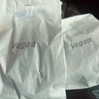 Clearly labeled and ready to go vegan pasties (we didn’t have any wait time and no line either)  at Miners Pasties and IceCream in Munising