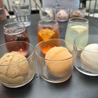 Gelato flight and a spritz flight! Spritz flight was $15 for happy hour. Aperol spritz gelato was great.   at On Third Thought in Toronto
