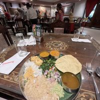 Indian vegan platter made from the open buffet  at Annalakshmi in Kuala Lumpur