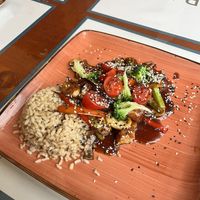 Vegan teriyaki ricee  at Resto Bar Taraca in Kotor