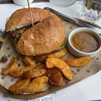 Veggie burger and fries  at Resto Bar Taraca in Kotor