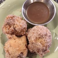 Apple pie fritters and vanilla caramel sauce at Federal Fritter in Rehoboth Beach