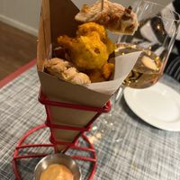 Roman-Style Artichoke and BBQ Cauliflower Fritters with Creamy Ranch Sauce  at Federal Fritter in Rehoboth Beach