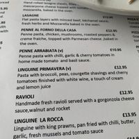 Menu description of vegan arrabiata and primavera 
Alterations okay!   at La Rocca in Cheddar