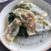 Spinach ravioli w/ broccoli  at Hotel Pension Tyrol in Telfs