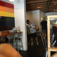 Stools inside (with Covid barriers) at Westville - Hell's Kitchen in New York City