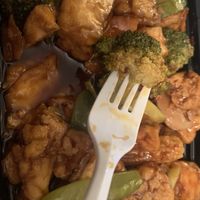 General Tso Tofu + broccoli  at New Moon Chinese in New York City